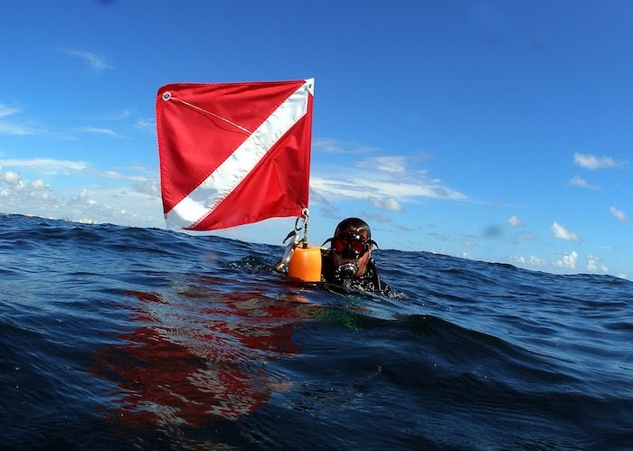 Diver at Surface with Dive Flag